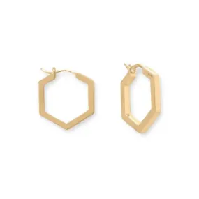 14 Karat Gold Plated Hexagonal Hoop Earrings-M H W ACCESSORIES