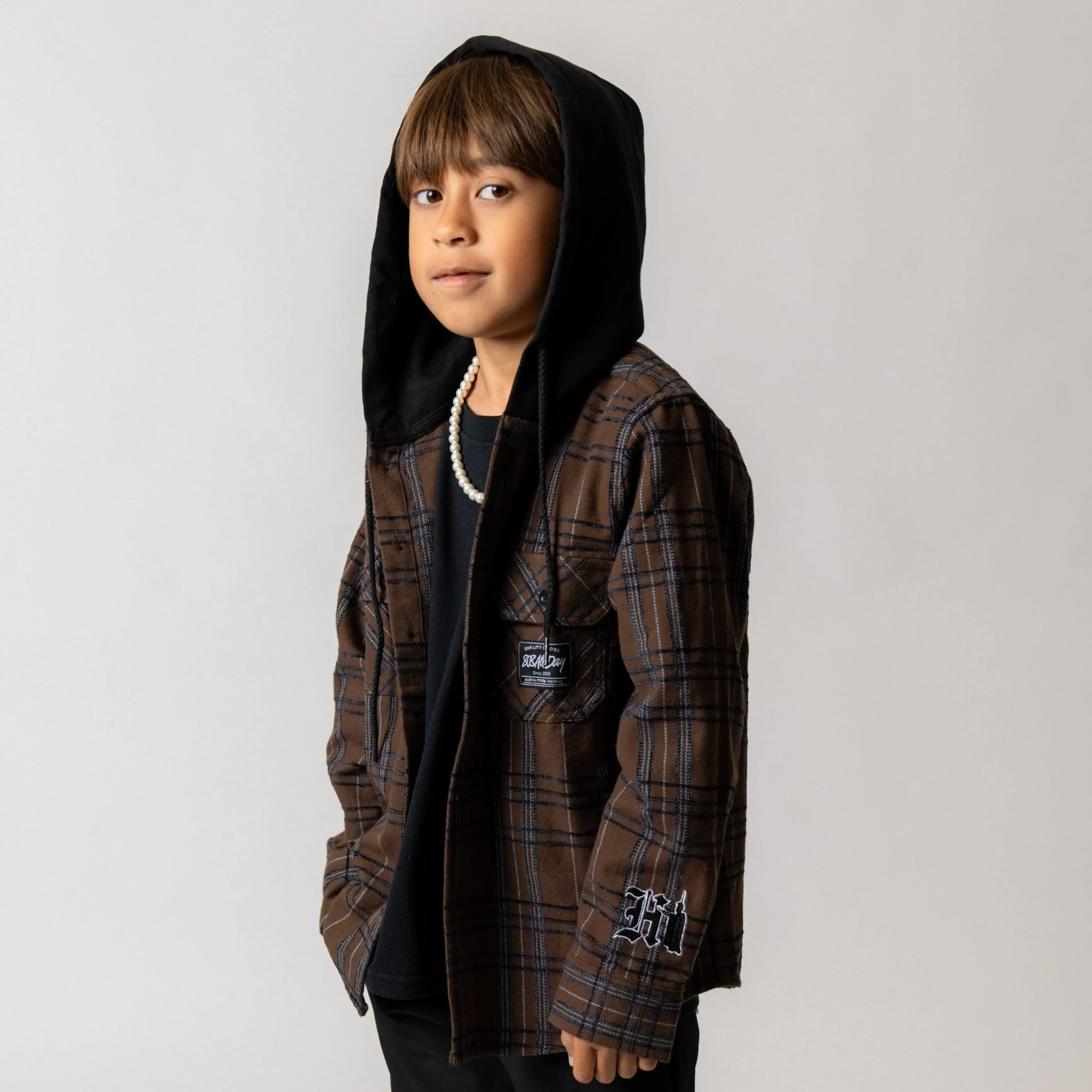 808ALLDAY *Youth/Toddler  Brown/Black Flannel