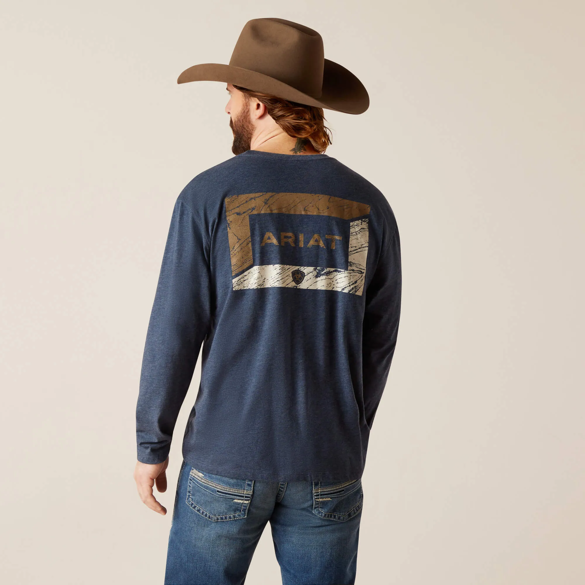 Ariat Men's Veneer Long Sleeve T-Shirt in Navy Heather