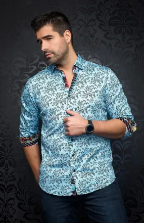 Au Noir Stretch Shirt | VICTOR, Turquoise