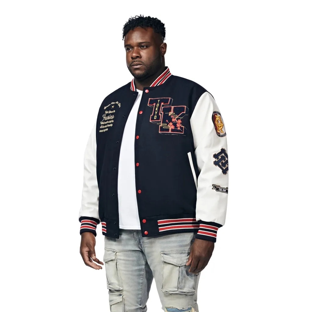 Big And Tall Tokyo Varsity Jacket - Navy