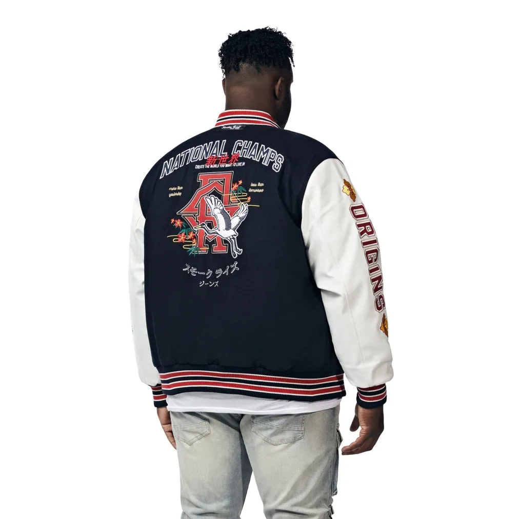 Big And Tall Tokyo Varsity Jacket - Navy