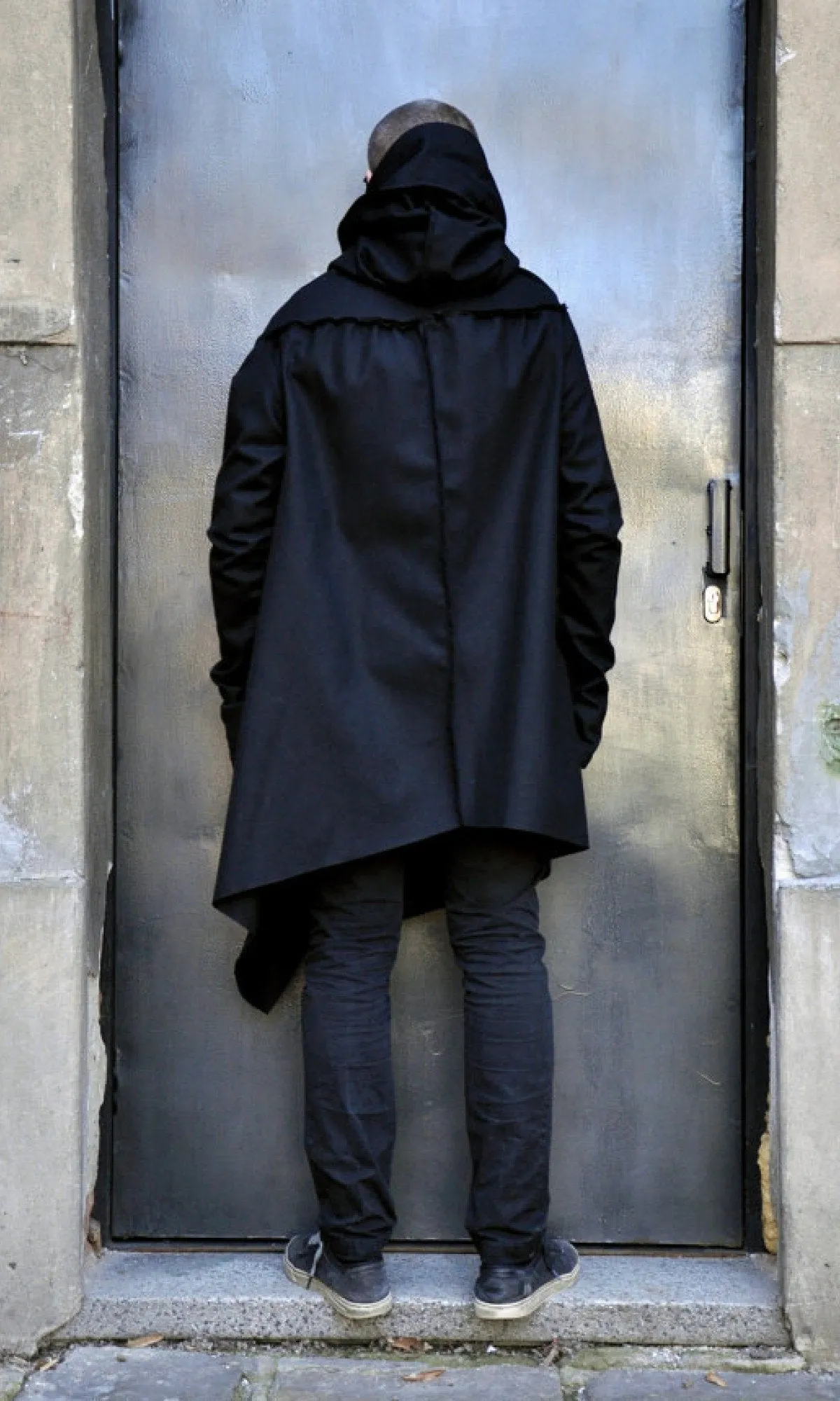 Black Hooded Cashmere Coat