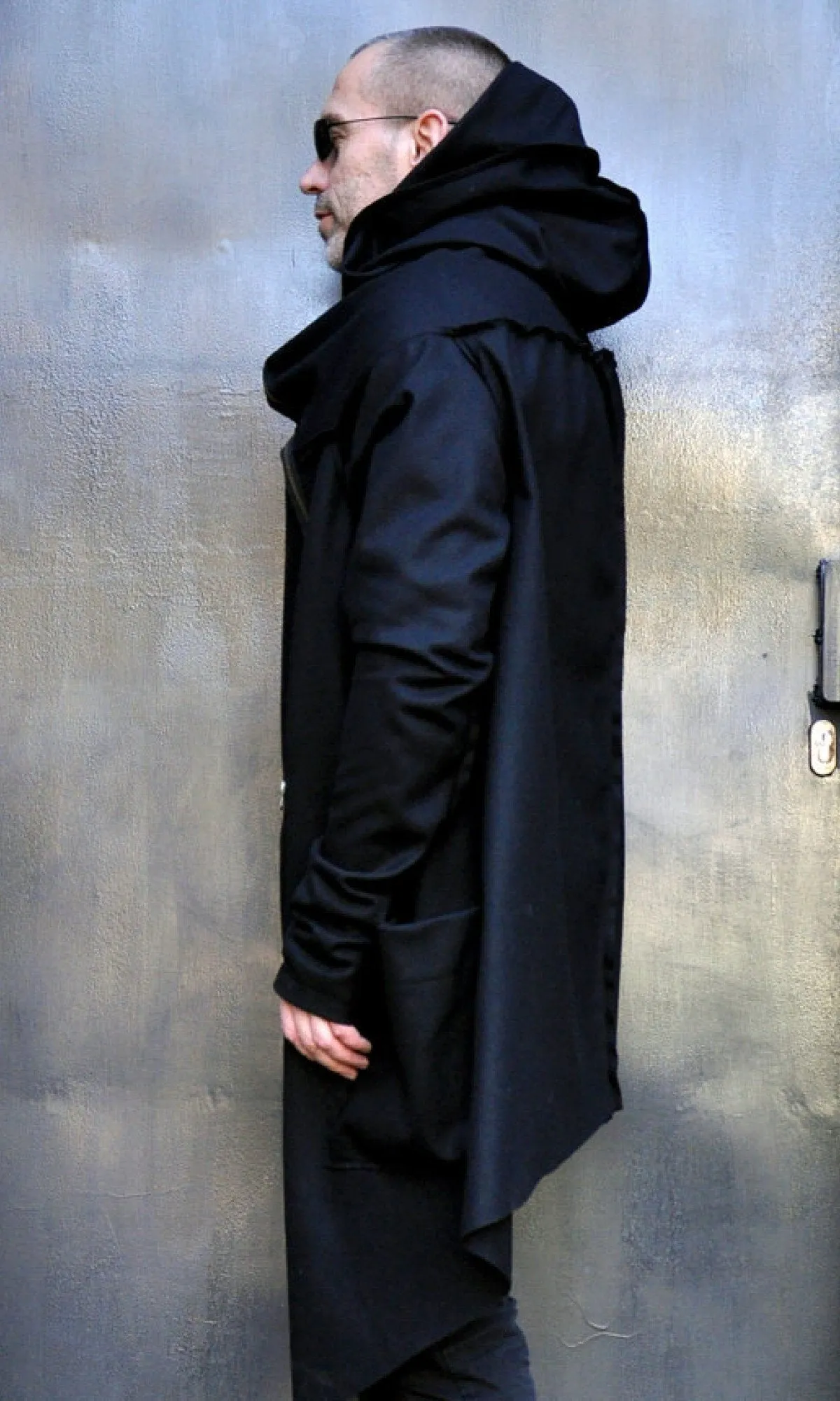 Black Hooded Cashmere Coat