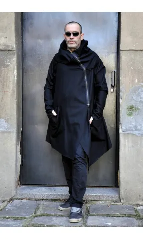 Black Hooded Cashmere Coat