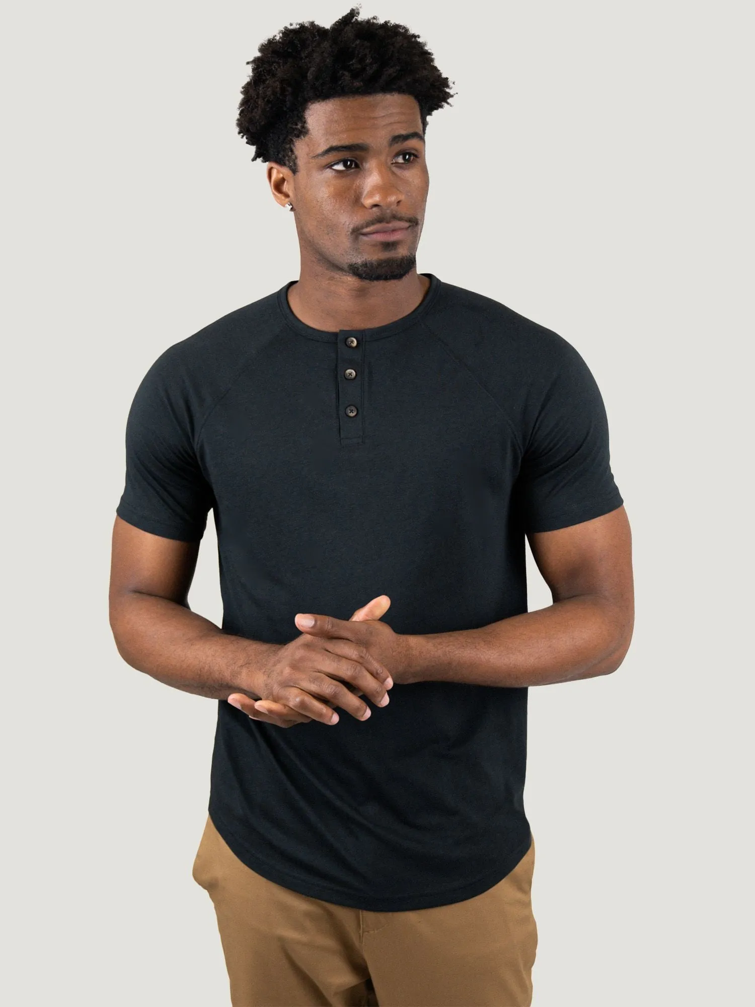 Black Slim Fit Henley