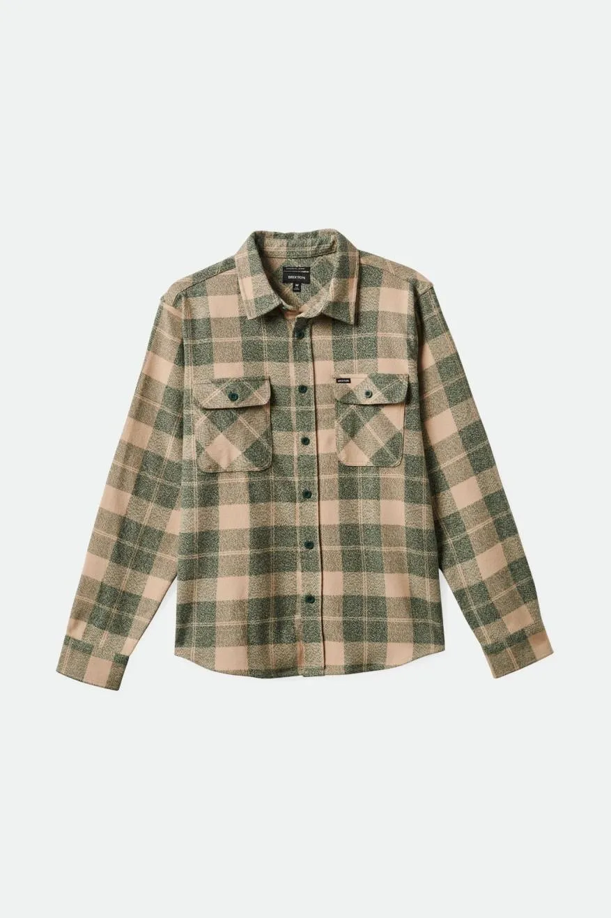 Bowery Stretch Water Resistant L/S Flannel - Trekking Green/Oatmilk