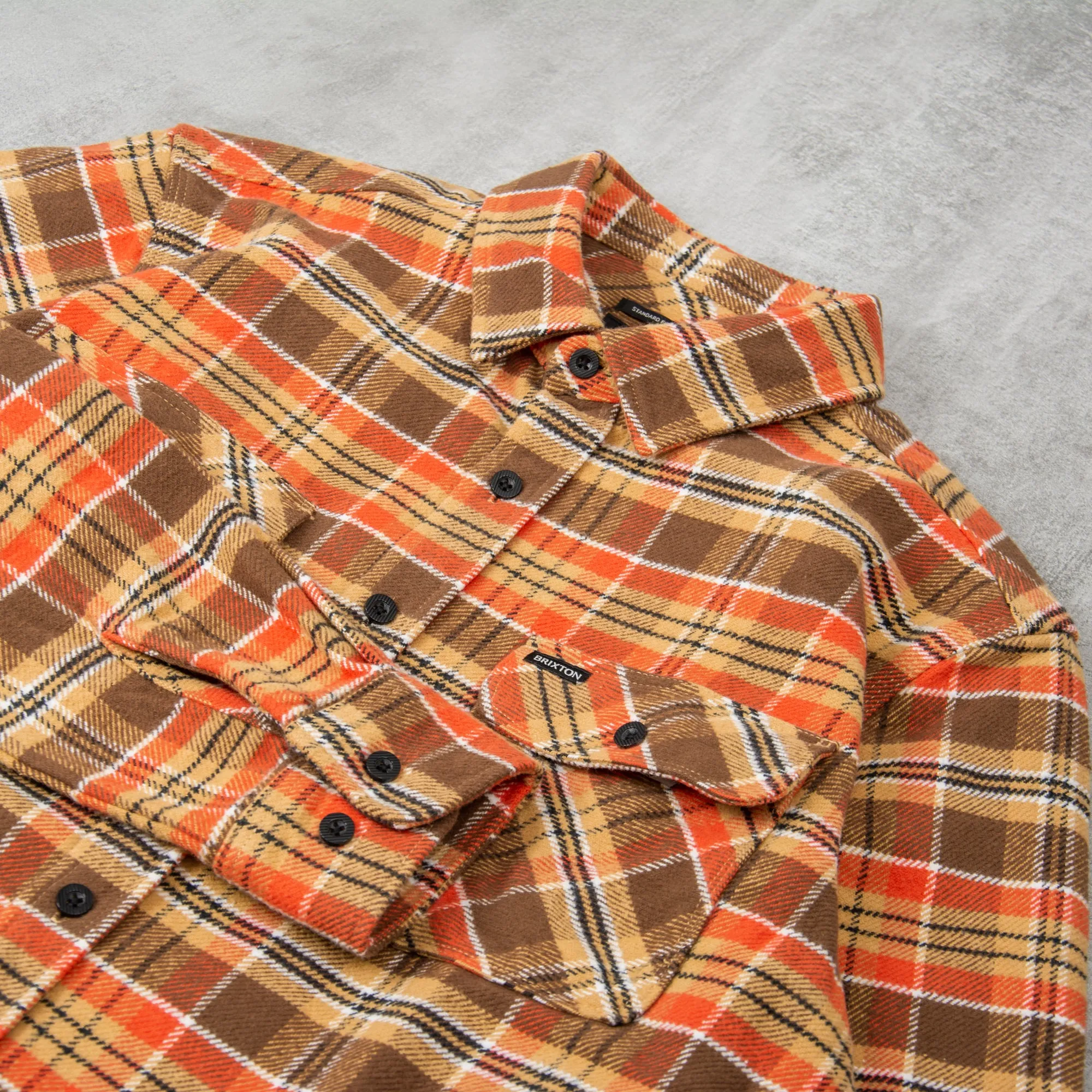 Brixton Bowery L/S Heavy Weight Flannel Shirt - Desert Palm / Antelope / Burnt Red