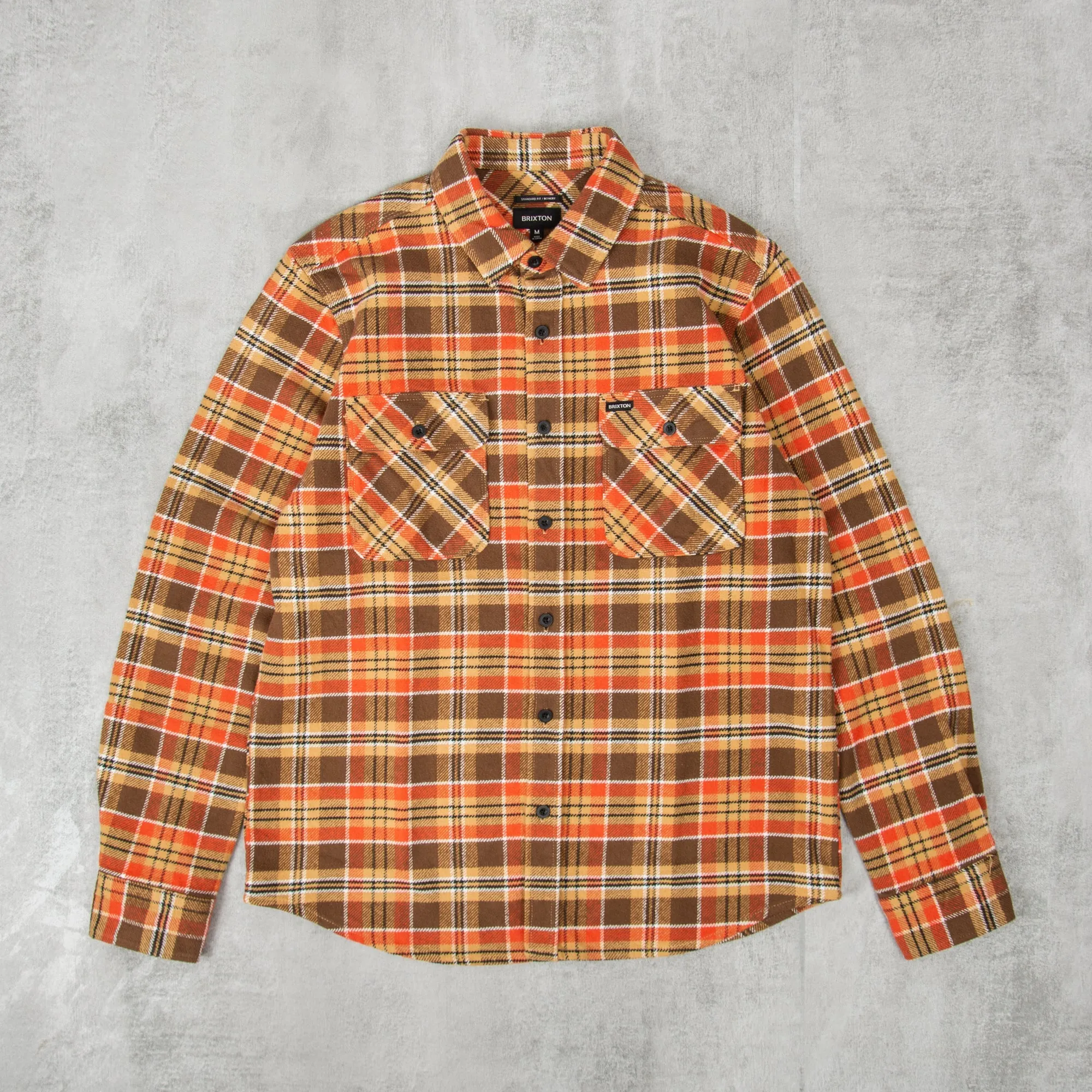 Brixton Bowery L/S Heavy Weight Flannel Shirt - Desert Palm / Antelope / Burnt Red