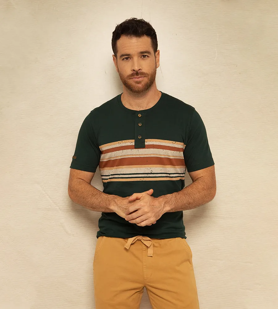 Camiseta Cuello Henley Verde Petróleo Ref. 146010723