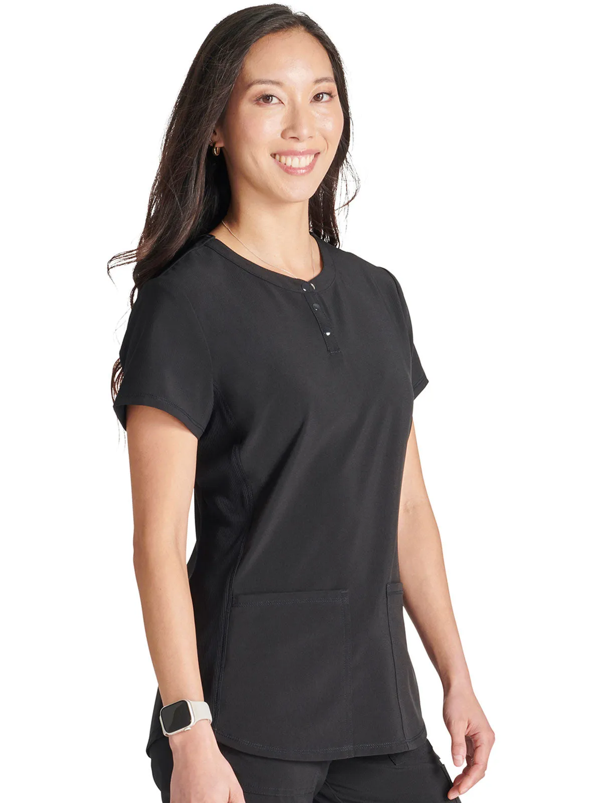 Cherokee - Women's Henley Solid Scrub Top