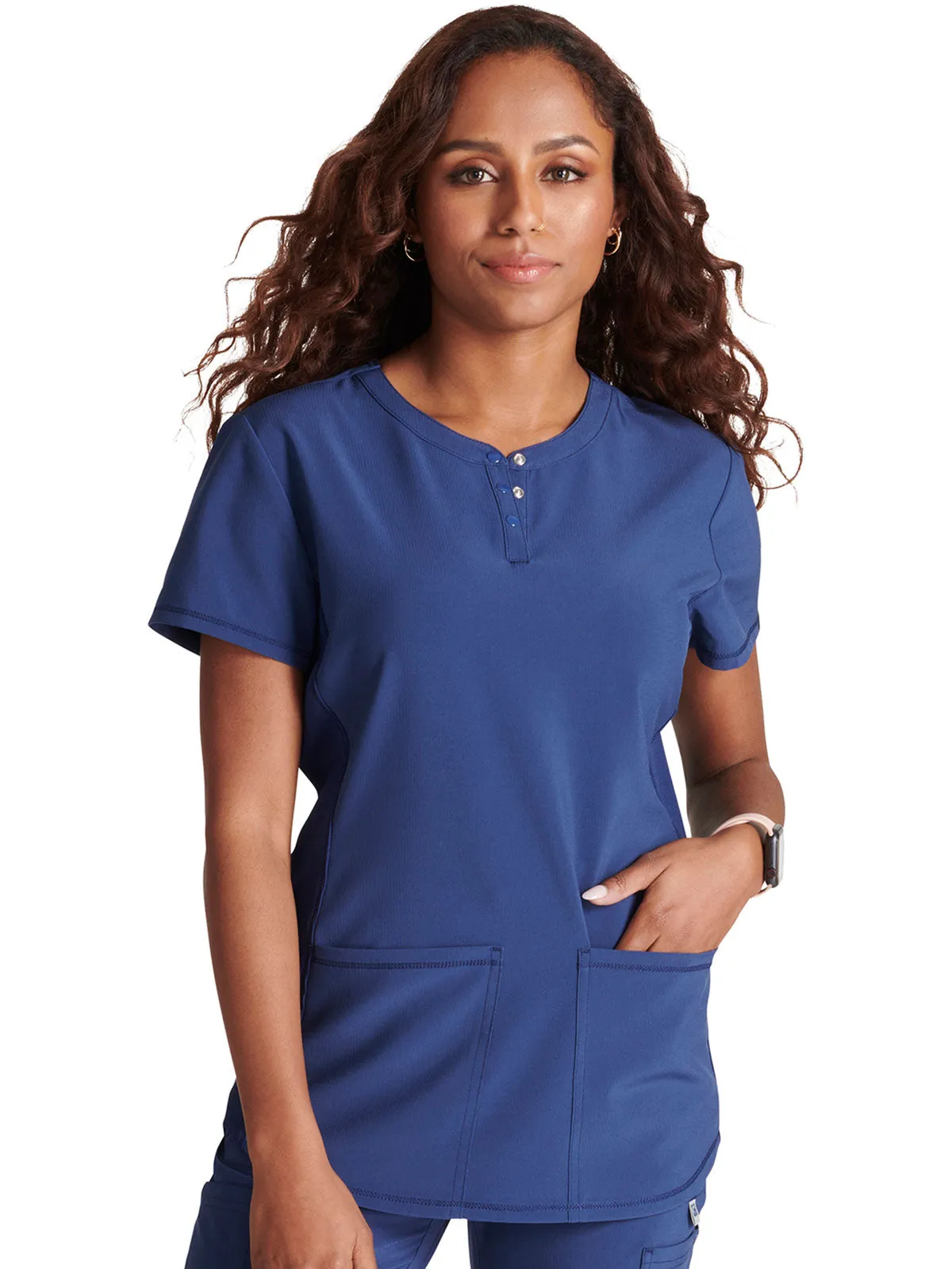 Cherokee - Women's Henley Solid Scrub Top