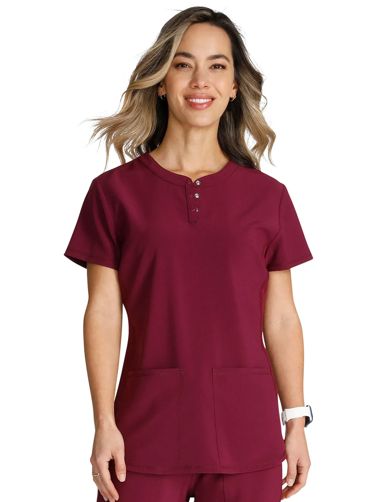 Cherokee - Women's Henley Solid Scrub Top