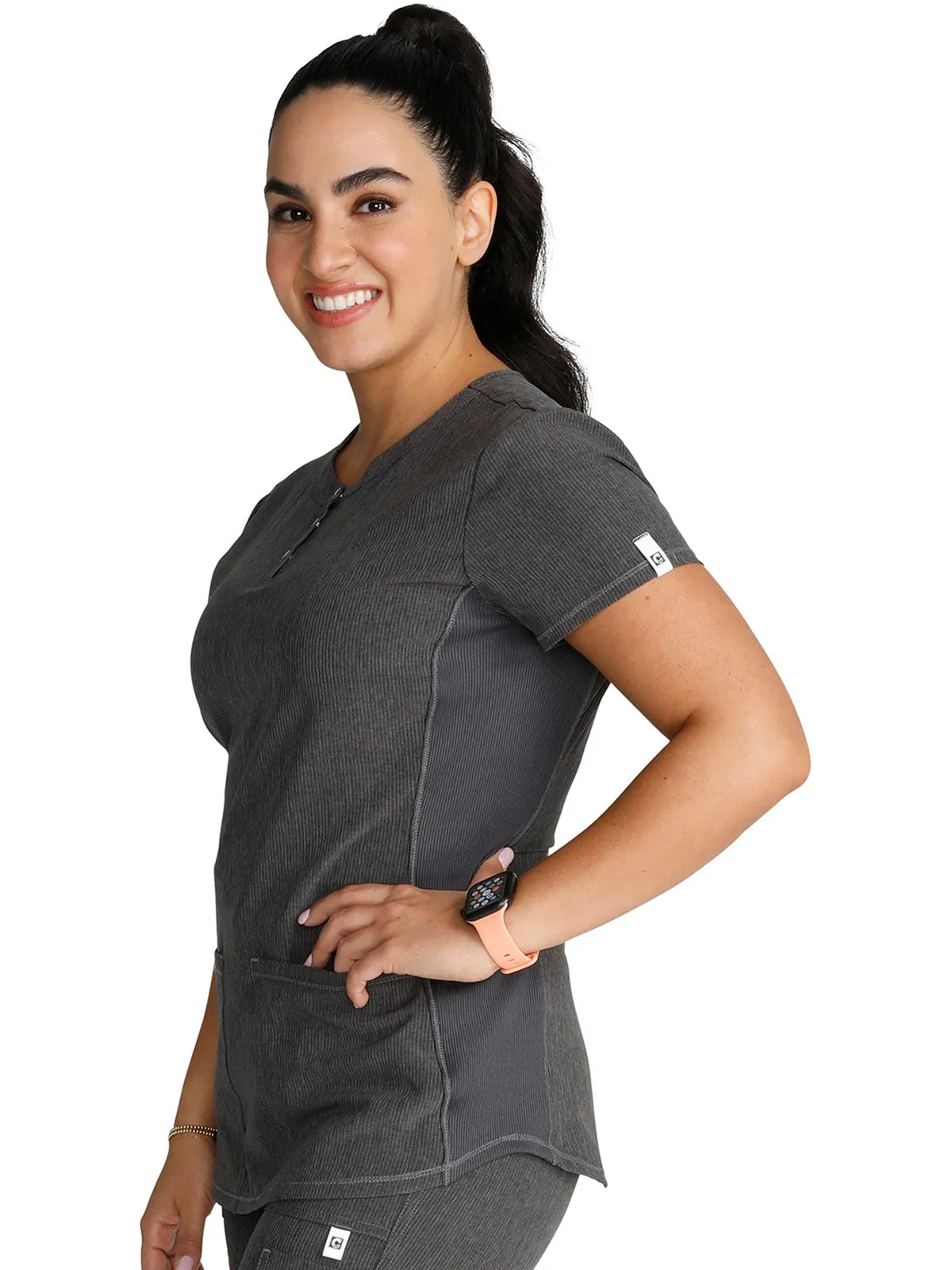 Cherokee - Women's Henley Solid Scrub Top