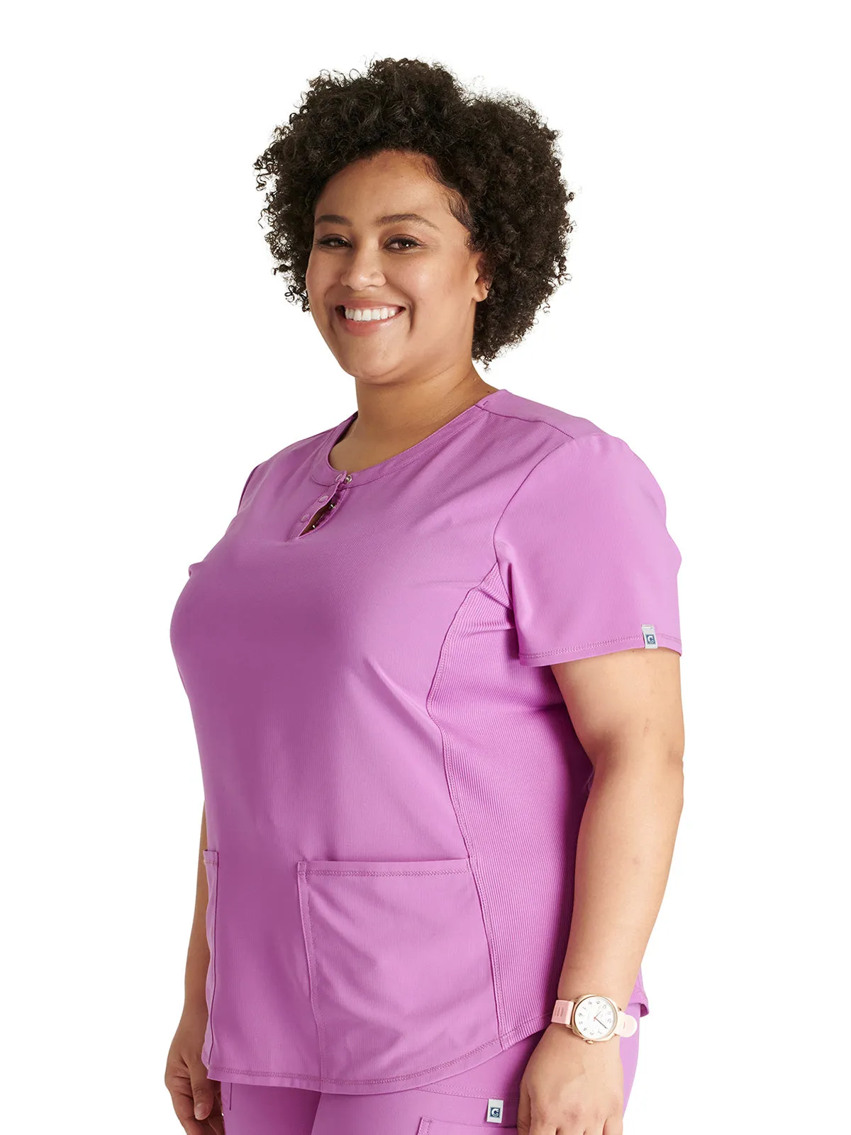 Cherokee - Women's Henley Solid Scrub Top