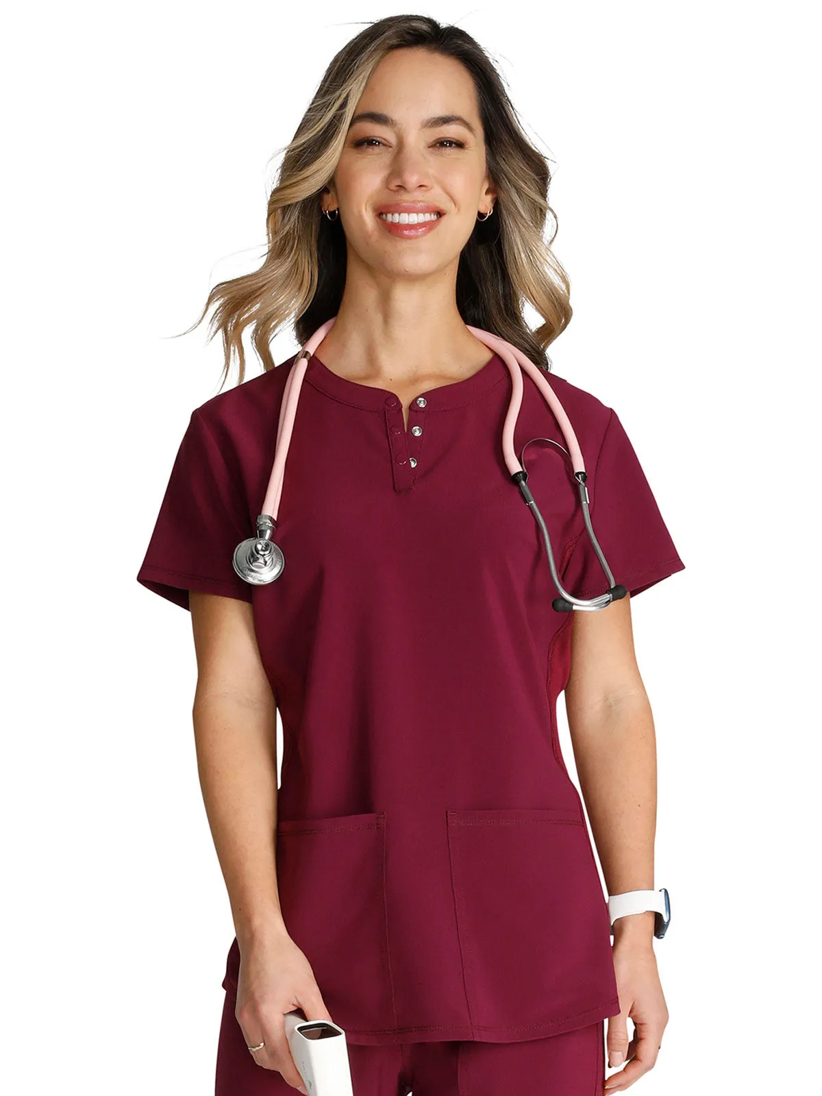 Cherokee - Women's Henley Solid Scrub Top