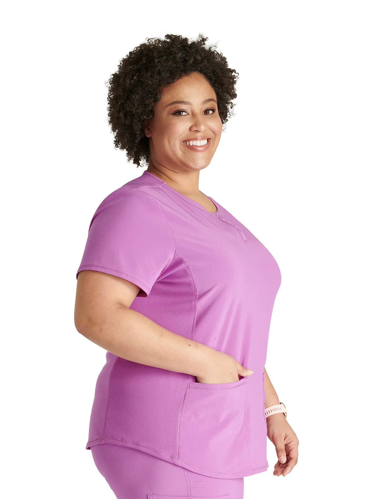 Cherokee - Women's Henley Solid Scrub Top