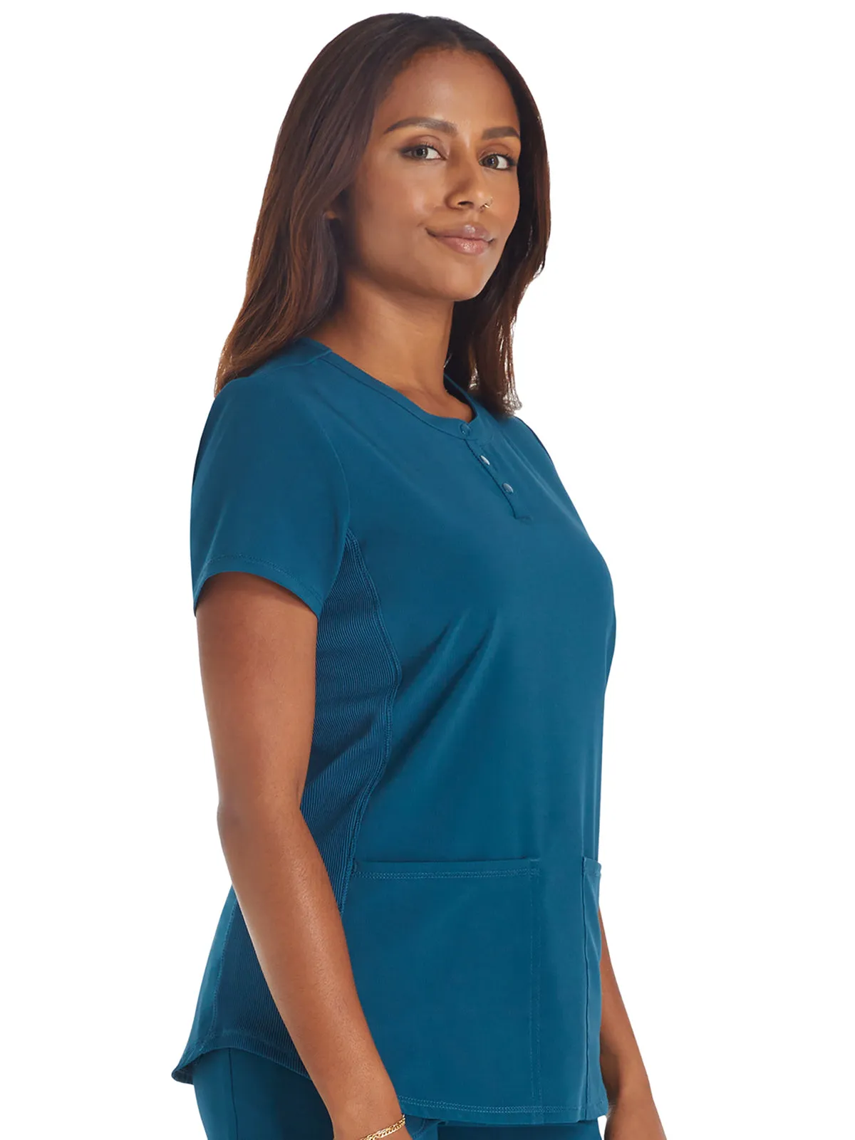 Cherokee - Women's Henley Solid Scrub Top