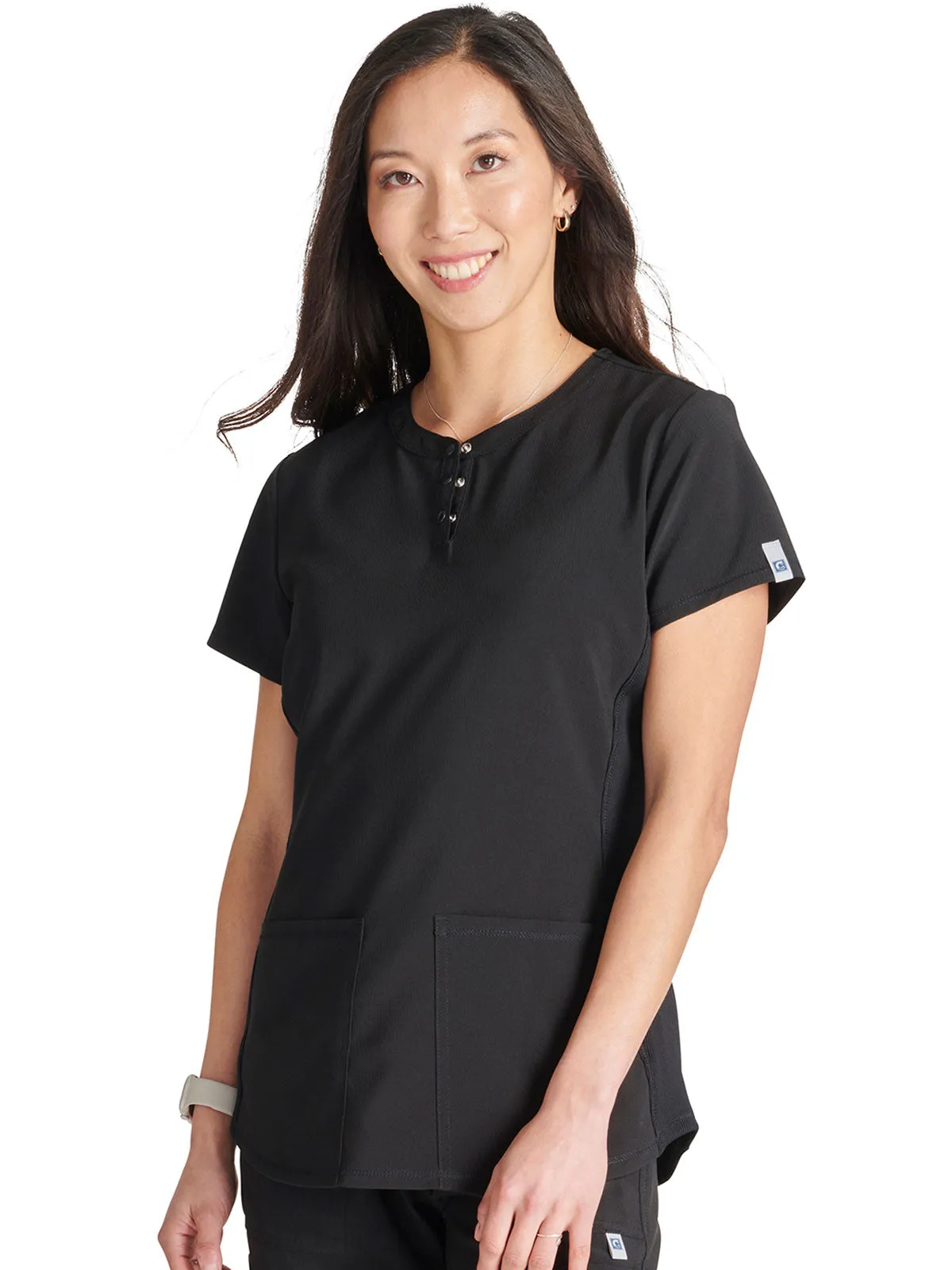 Cherokee - Women's Henley Solid Scrub Top