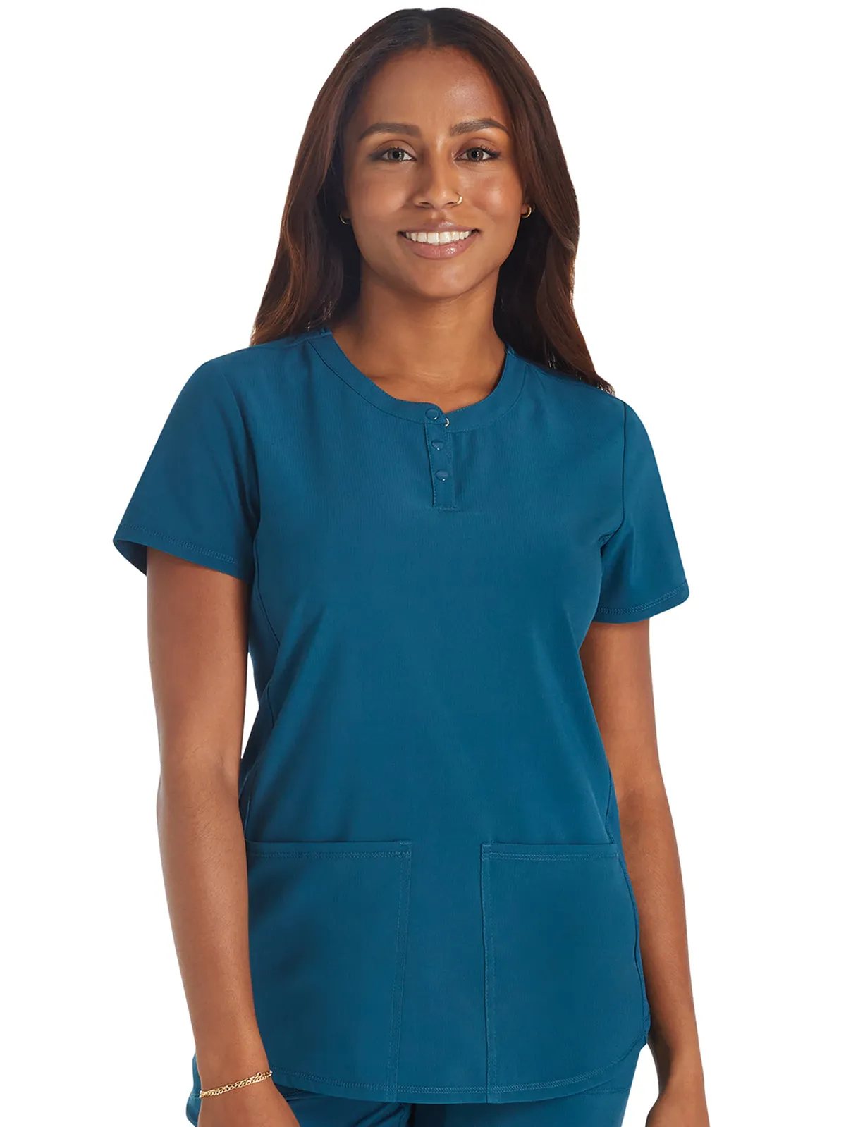 Cherokee - Women's Henley Solid Scrub Top