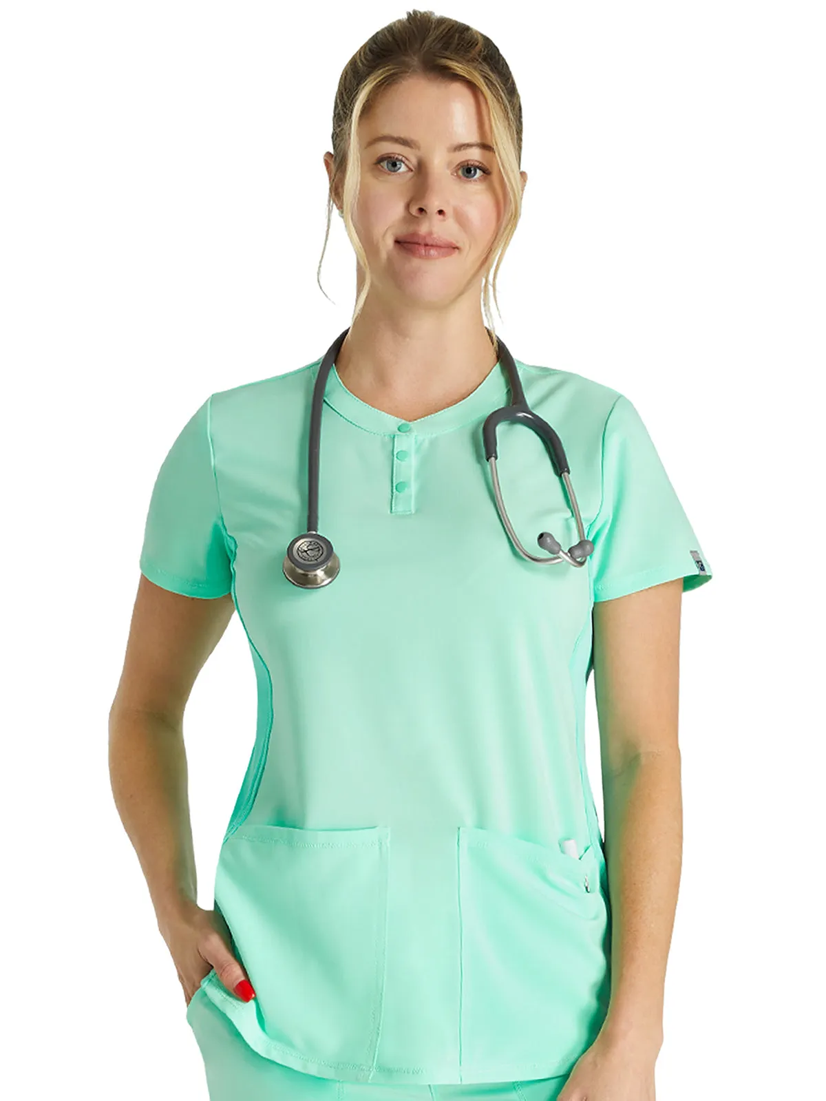 Cherokee - Women's Henley Solid Scrub Top