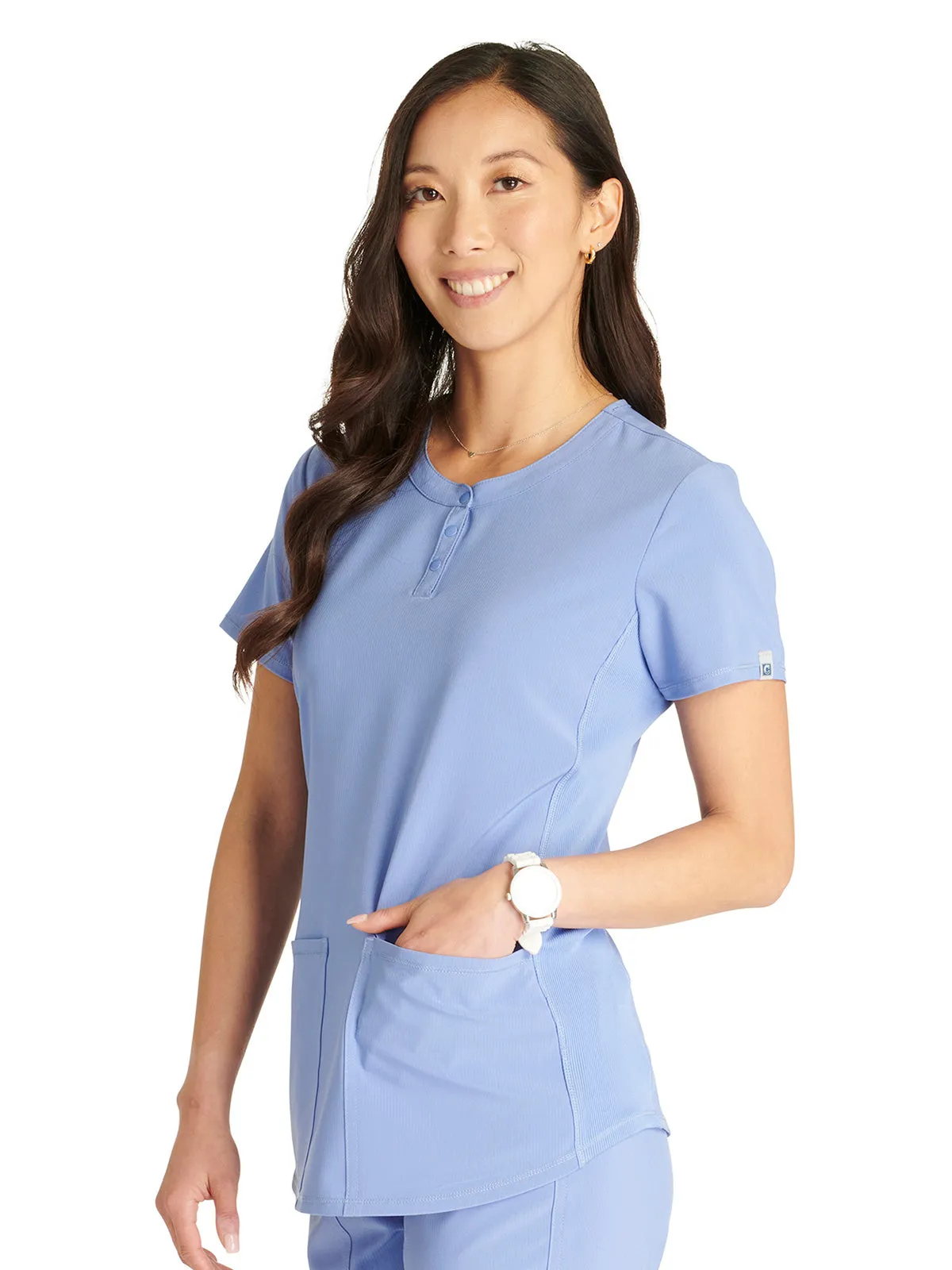 Cherokee - Women's Henley Solid Scrub Top