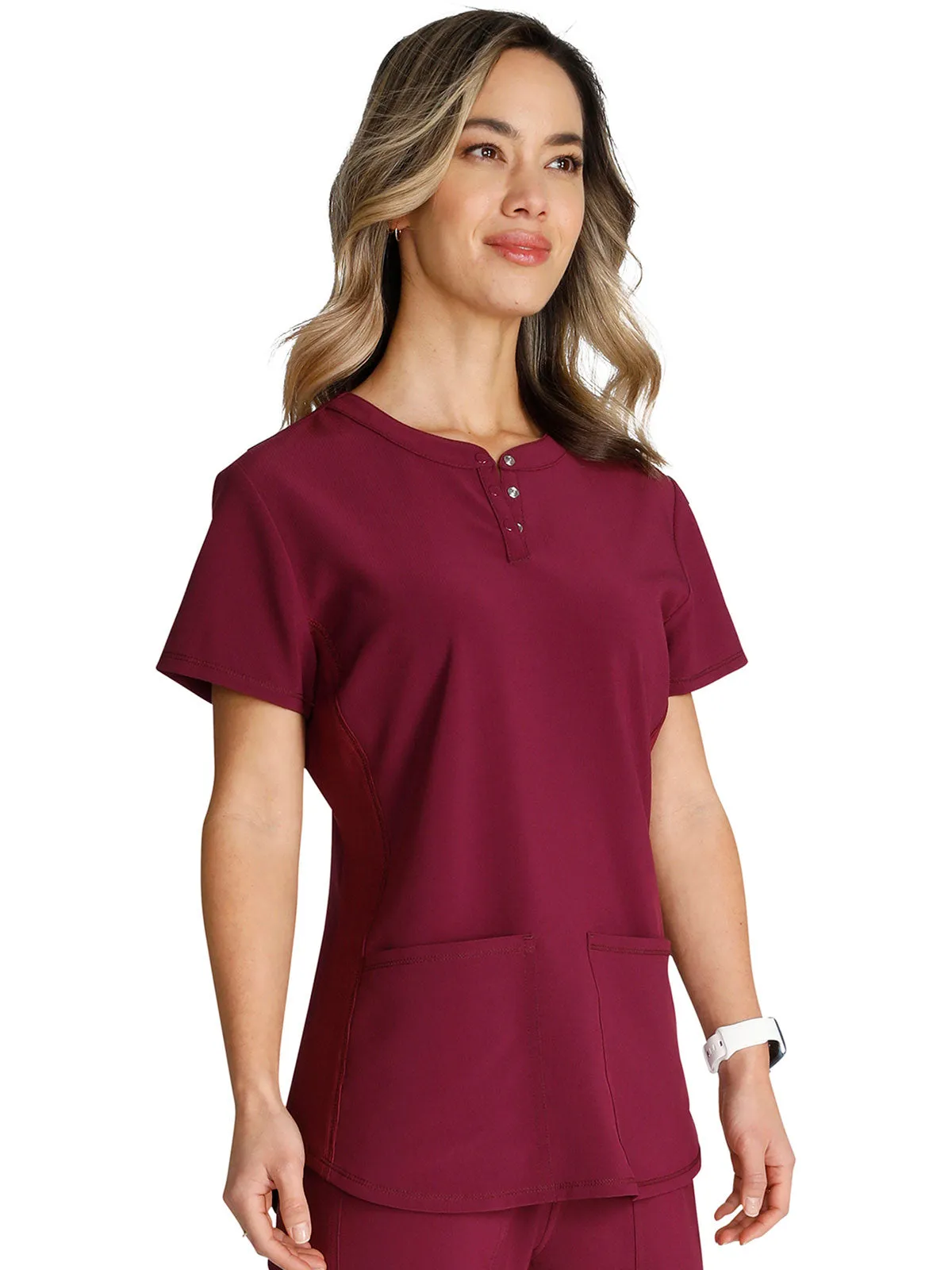 Cherokee - Women's Henley Solid Scrub Top