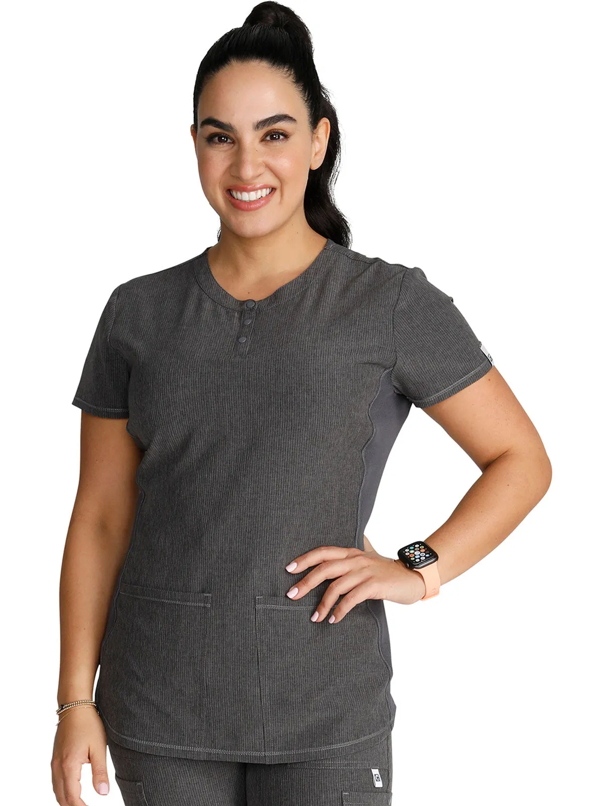 Cherokee - Women's Henley Solid Scrub Top