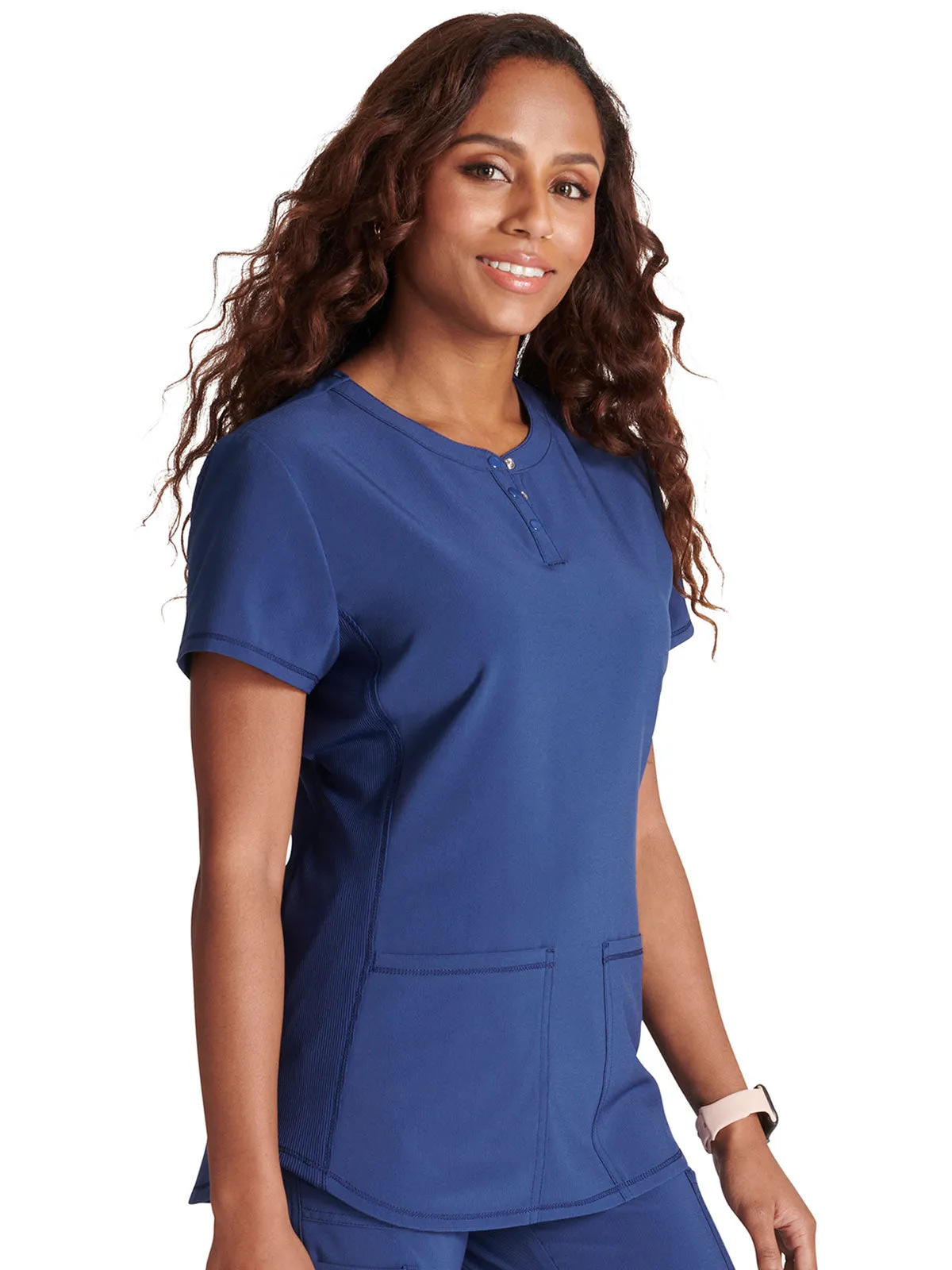 Cherokee - Women's Henley Solid Scrub Top