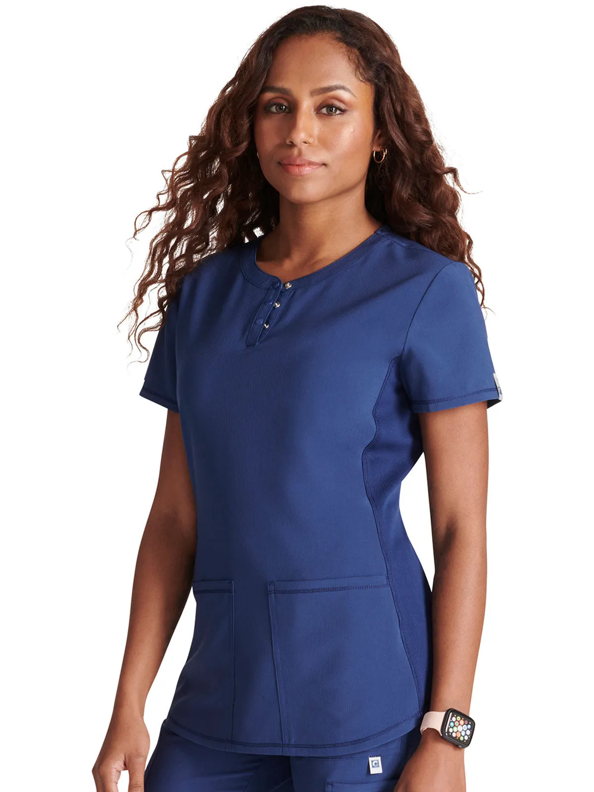 Cherokee - Women's Henley Solid Scrub Top