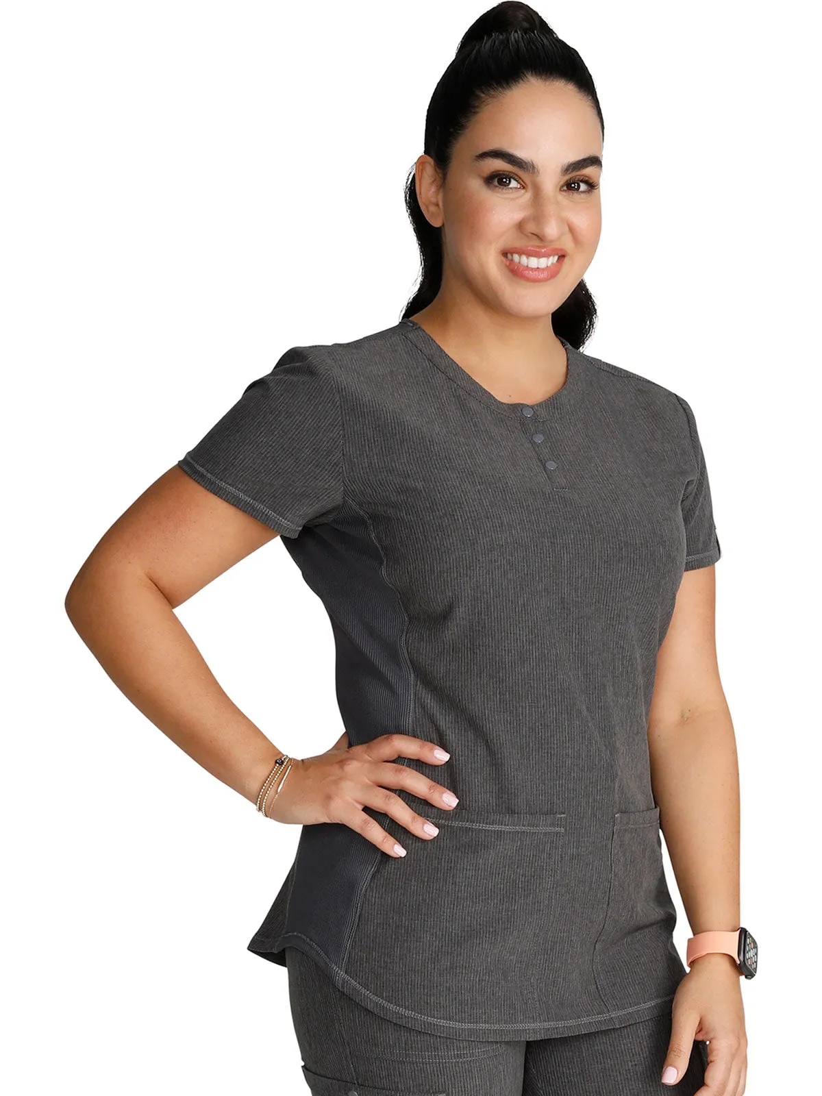 Cherokee - Women's Henley Solid Scrub Top