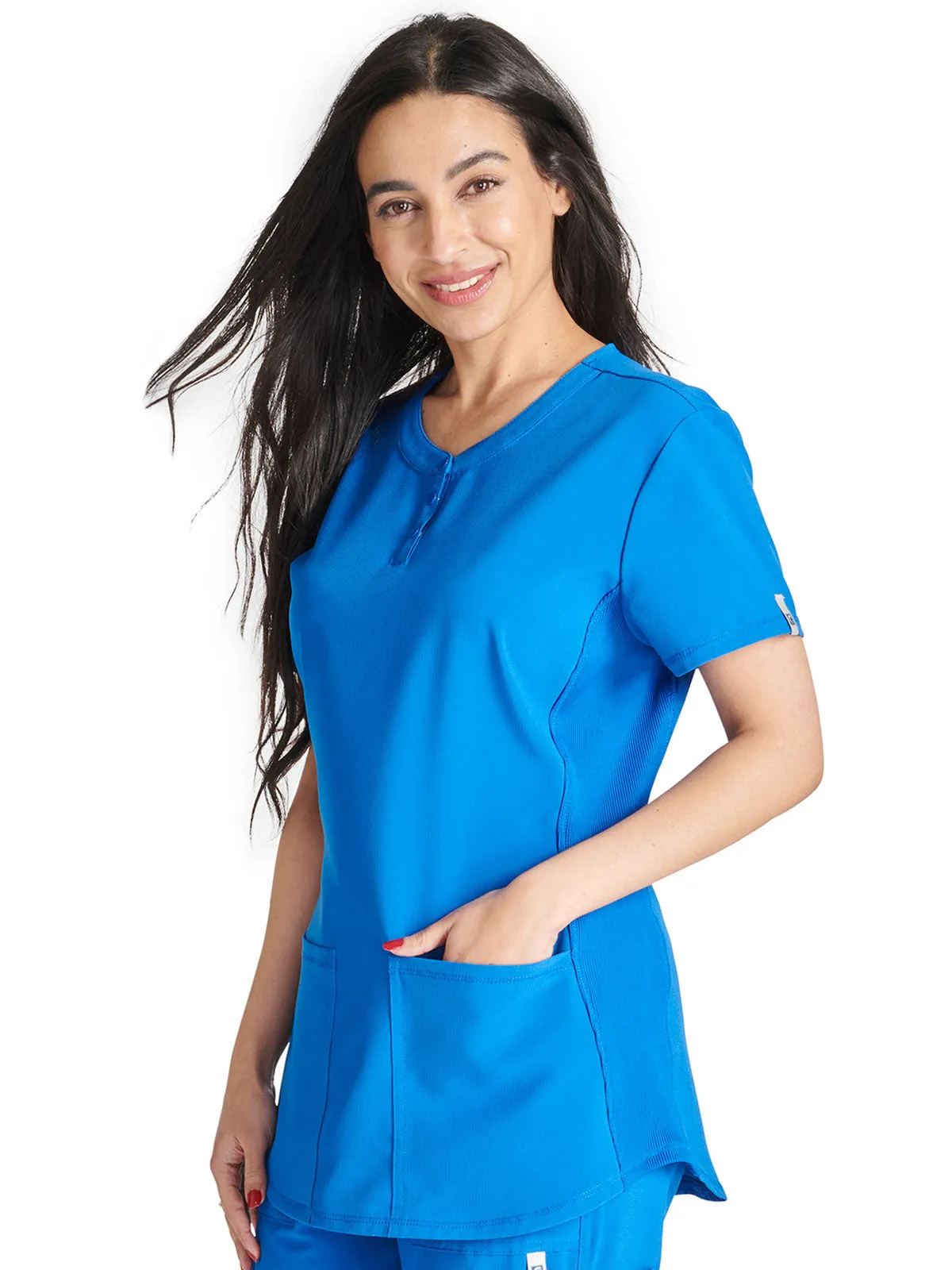 Cherokee - Women's Henley Solid Scrub Top