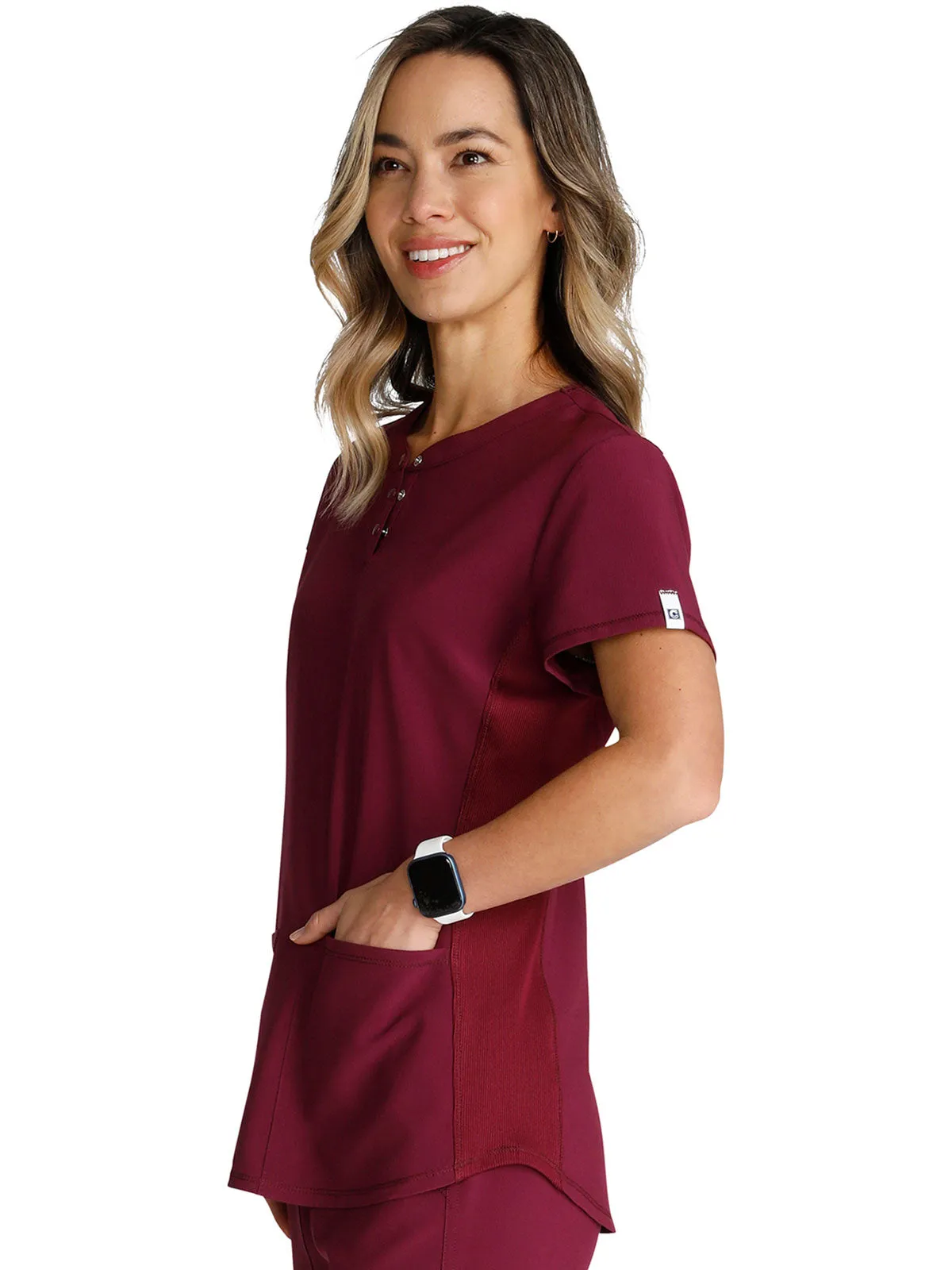 Cherokee - Women's Henley Solid Scrub Top