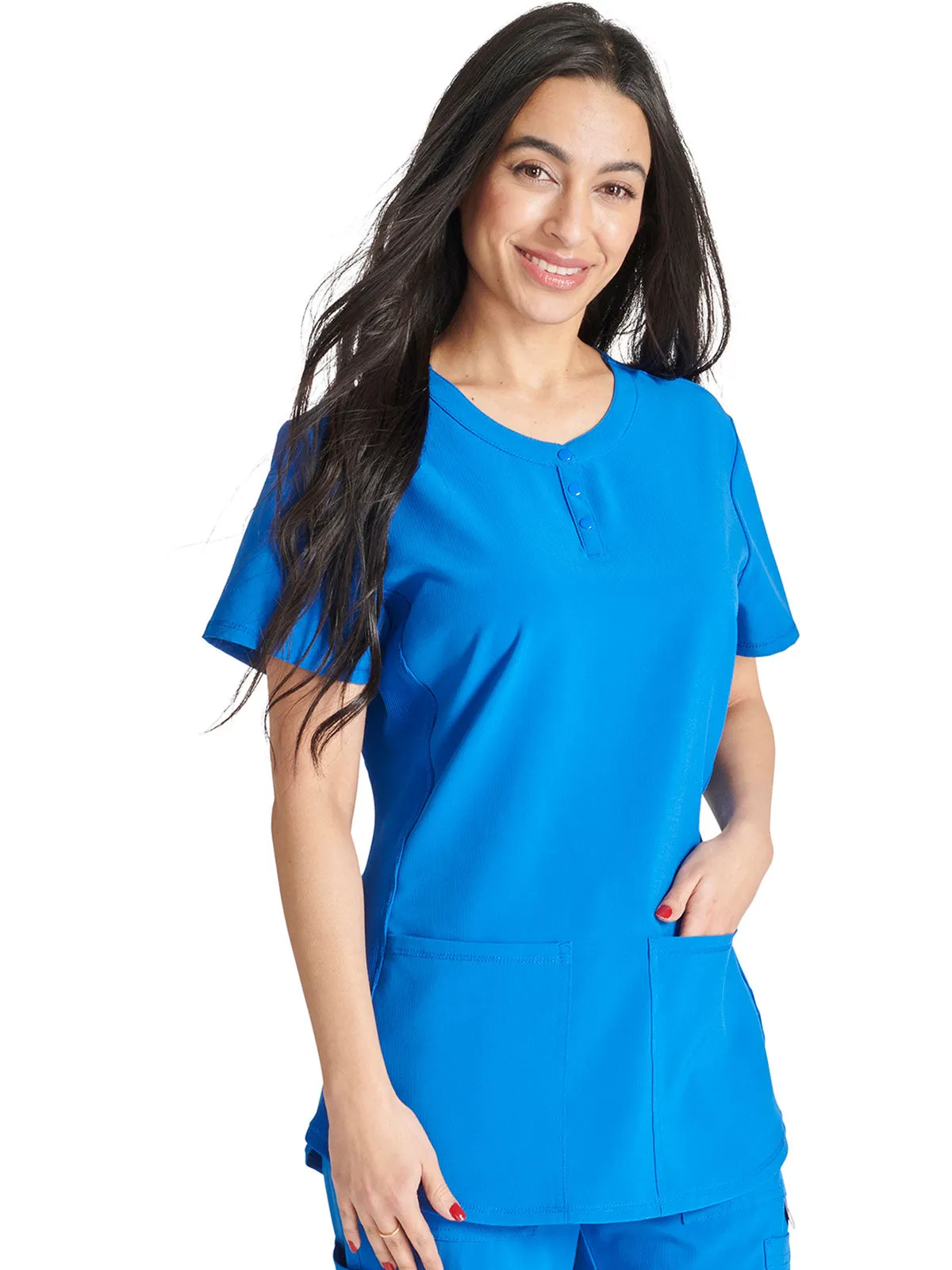 Cherokee - Women's Henley Solid Scrub Top