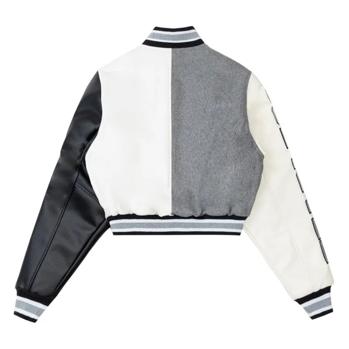 Cropped All Star Varsity Jacket - Light Grey