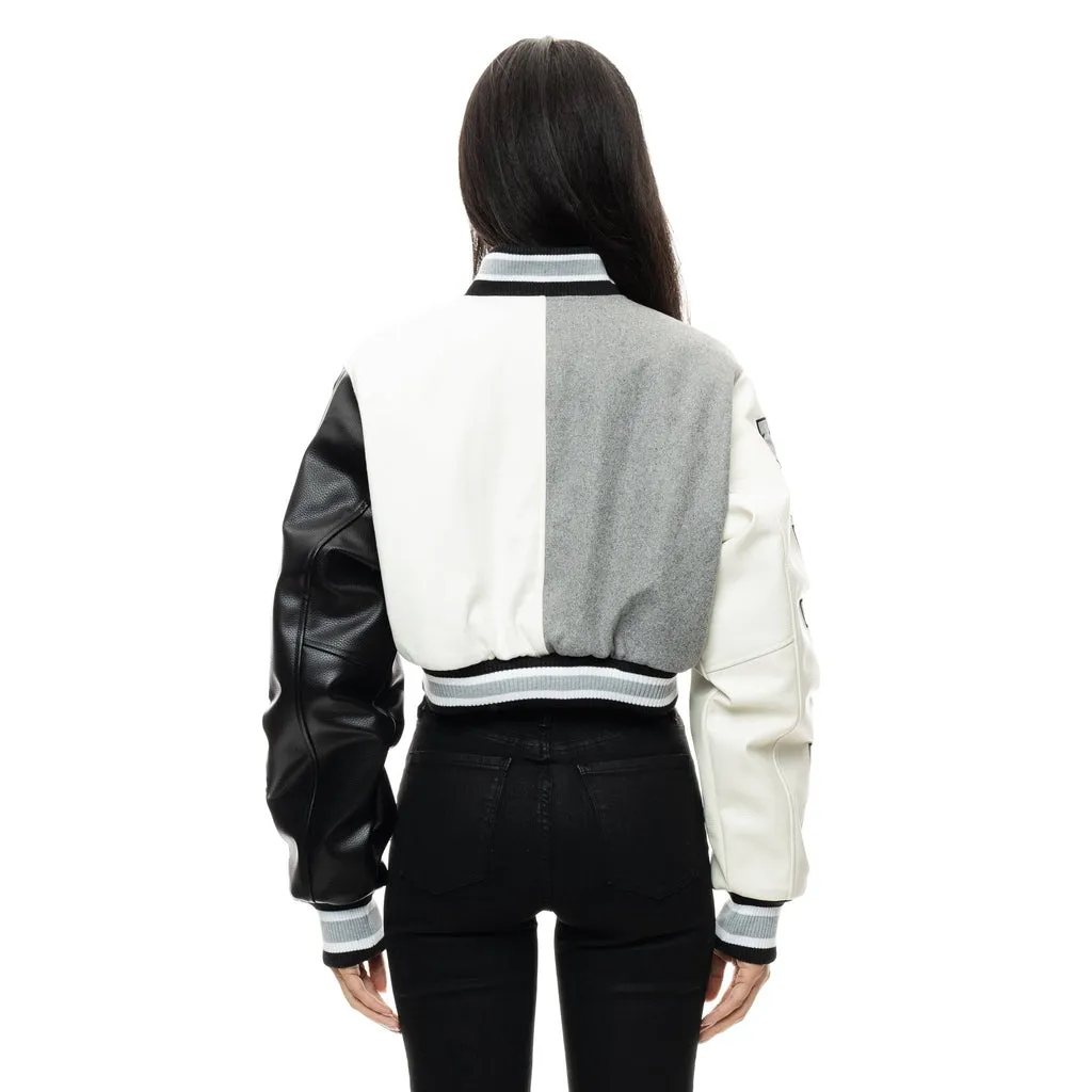 Cropped All Star Varsity Jacket - Light Grey