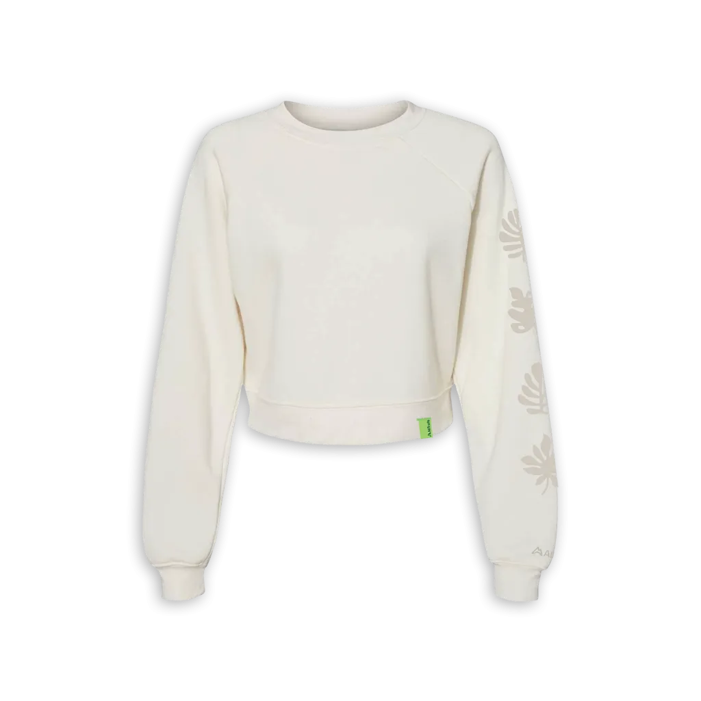 Foliage Women's Crop Sweatshirt - Vintage White