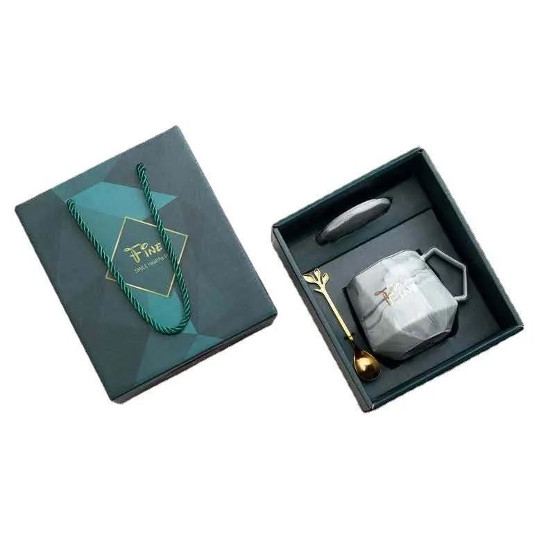 Gift Box With Lid Ceramic Mug With Spoon