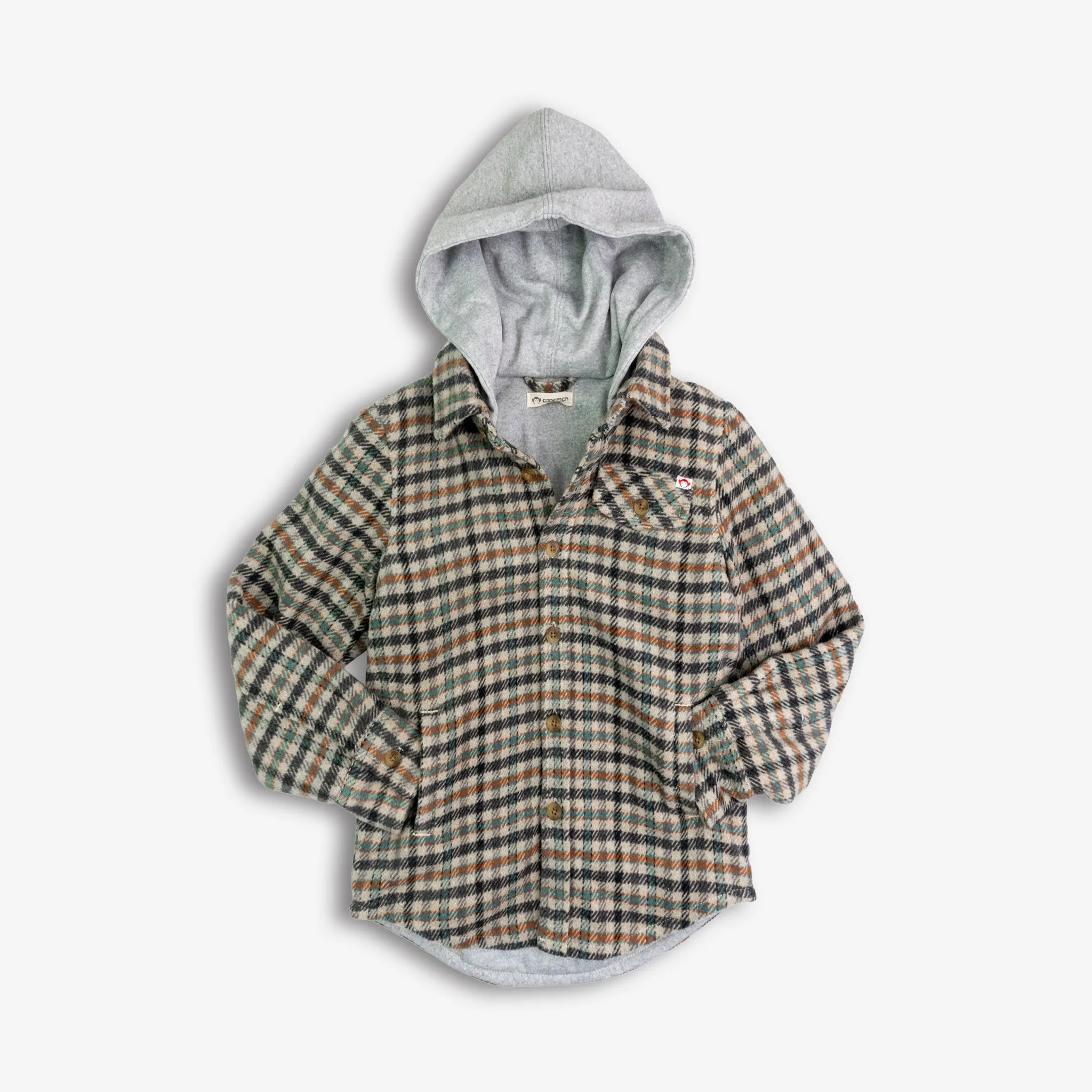 Glen Hooded Shirt | Beige/Teal Check