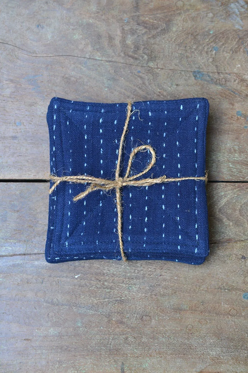 Indigo Quilted Coaster Set