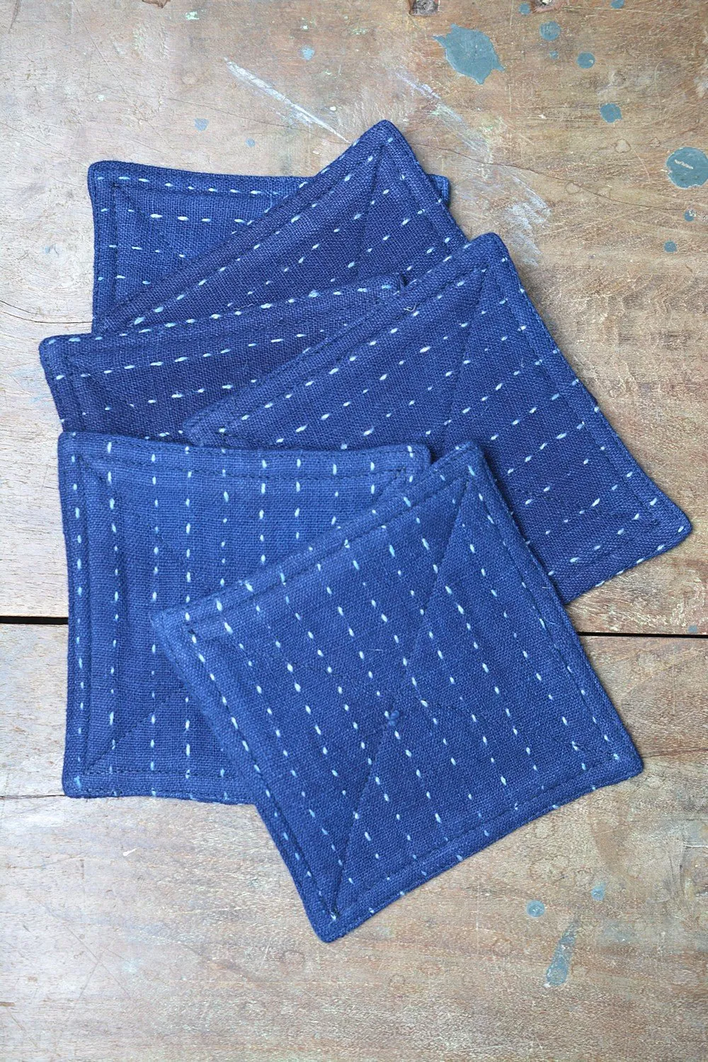 Indigo Quilted Coaster Set