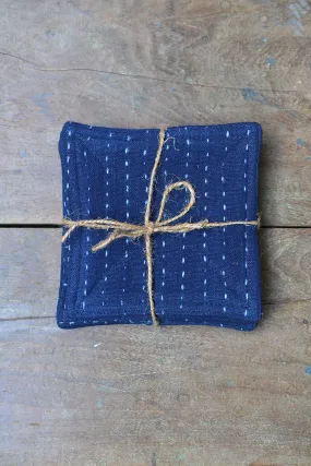 Indigo Quilted Coaster Set