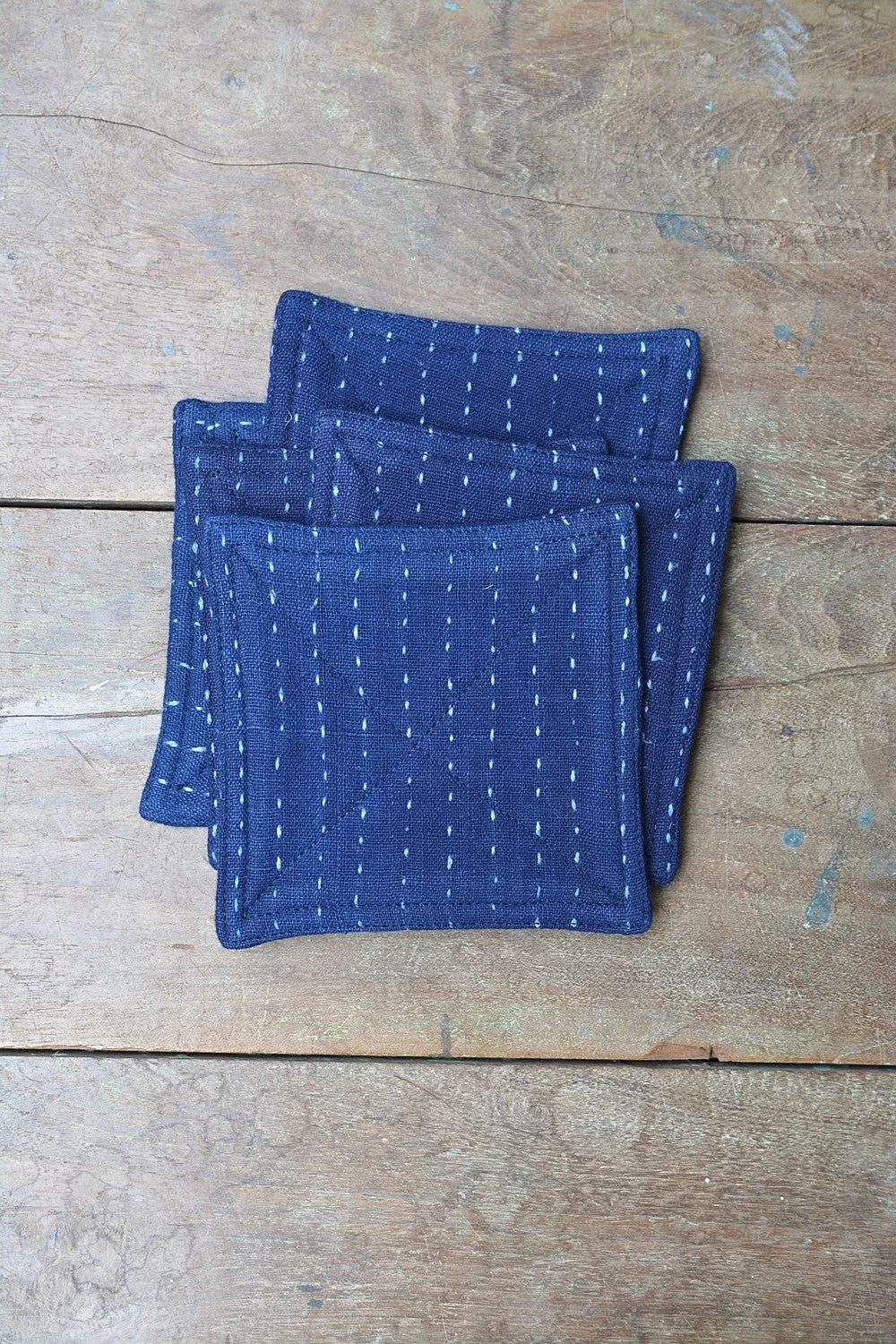 Indigo Quilted Coaster Set