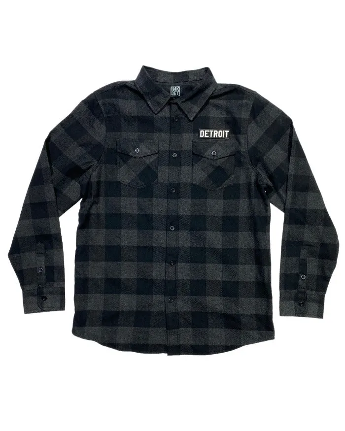 Ink Detroit - Detroit Flag Flannel - Black & Grey