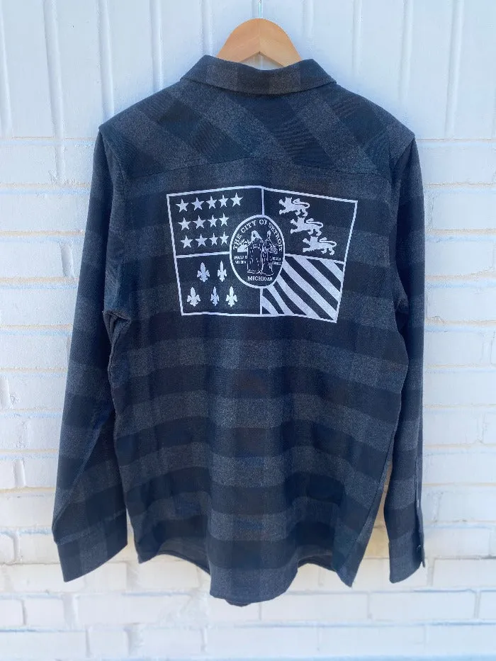 Ink Detroit - Detroit Flag Flannel - Black & Grey