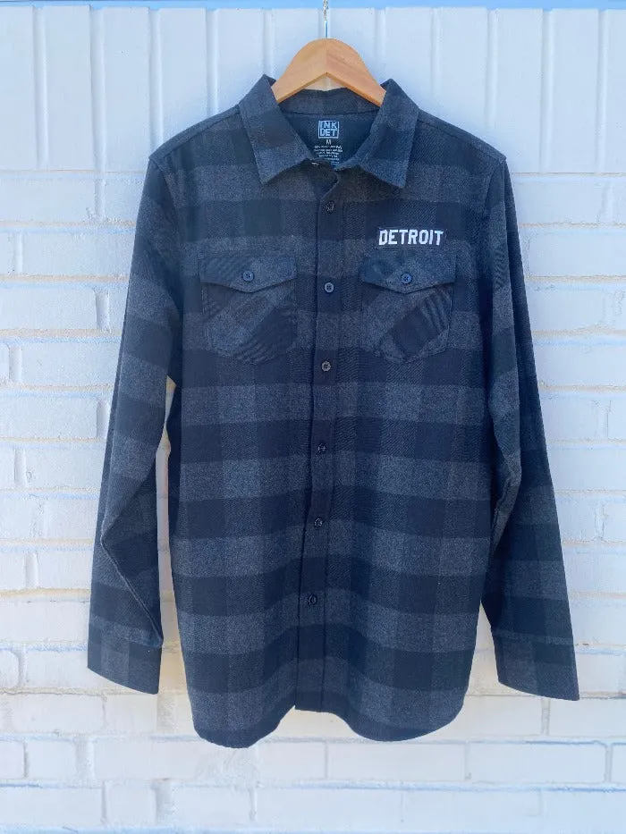 Ink Detroit - Detroit Flag Flannel - Black & Grey