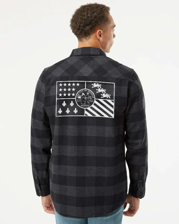 Ink Detroit - Detroit Flag Flannel - Black & Grey