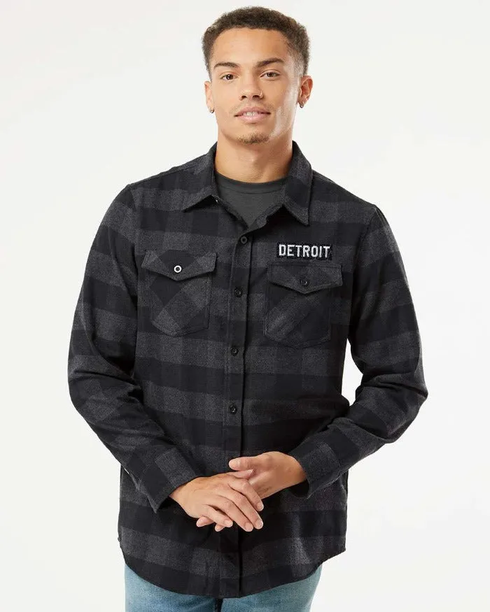 Ink Detroit - Detroit Flag Flannel - Black & Grey