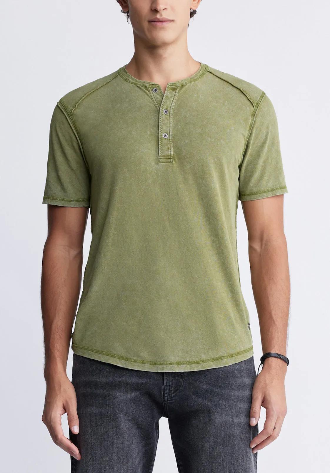 Kitte Men's Henley T-shirt in Green - BM24245