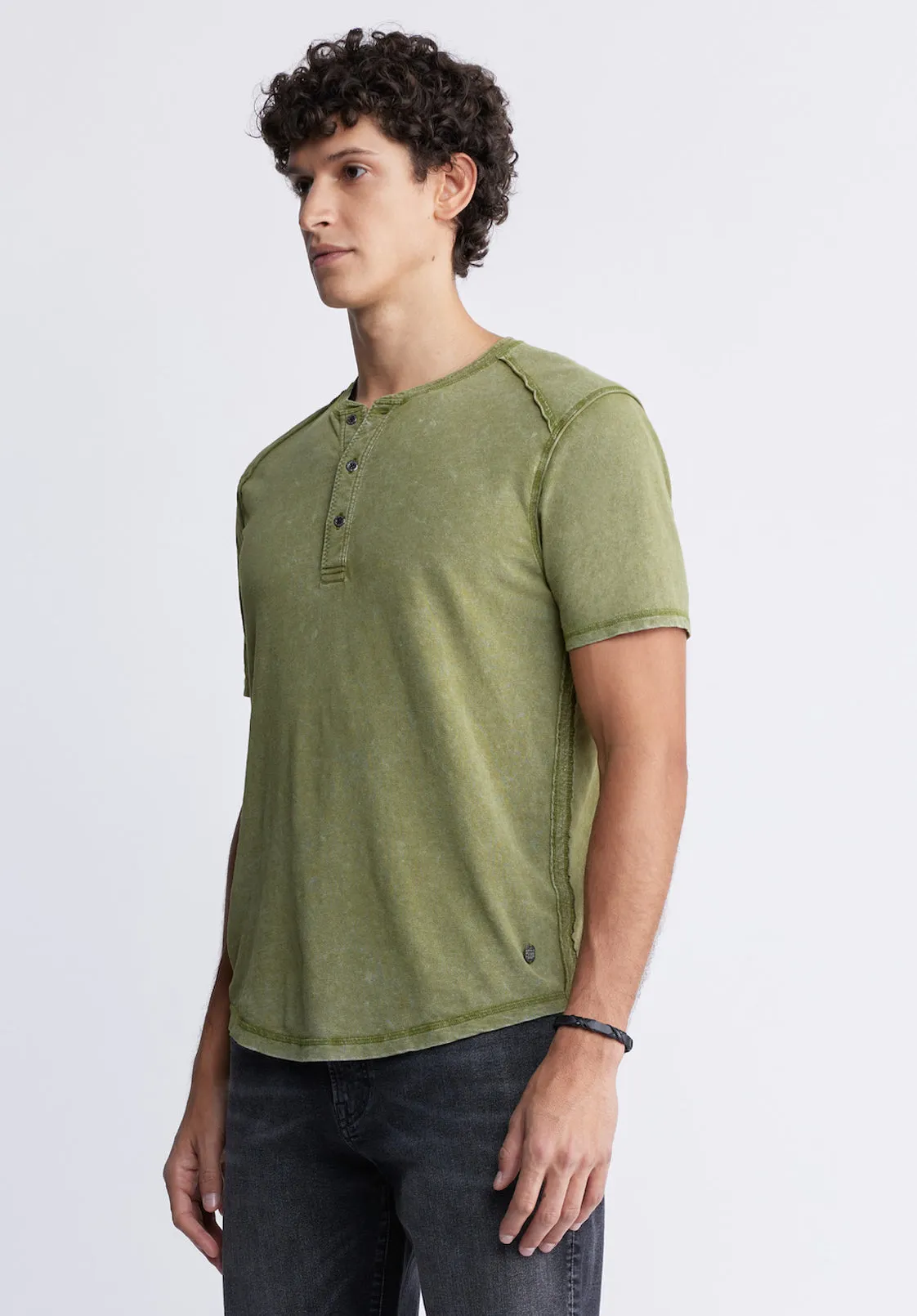 Kitte Men's Henley T-shirt in Green - BM24245